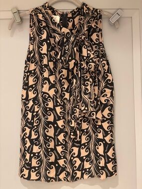 Marni Black and Beige Swirl Print Sleeveless Top
